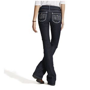 Ariat Ruby Cascade Flap Jean Womens 30 Western Rancher Blue Denim FLAW